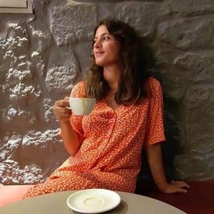 Monki button ditsy flowers red 90s dress